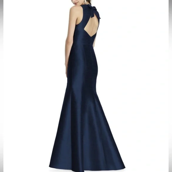 alfred sung midnight blue dress Alfred Sung D829